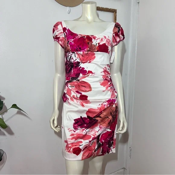 New Suzi Chin for Maggy Boutique Floral water color Dress Size 6 Petite New BB - Picture 5 of 12